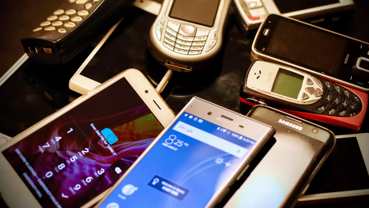 A pile of old and new mobile phones of many makes and sizes